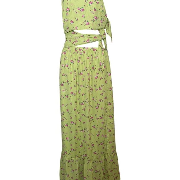 WAYF Lemon Ditsy Darlin One Shoulder Maxi Dress NWT Size M - Picture 3 of 7